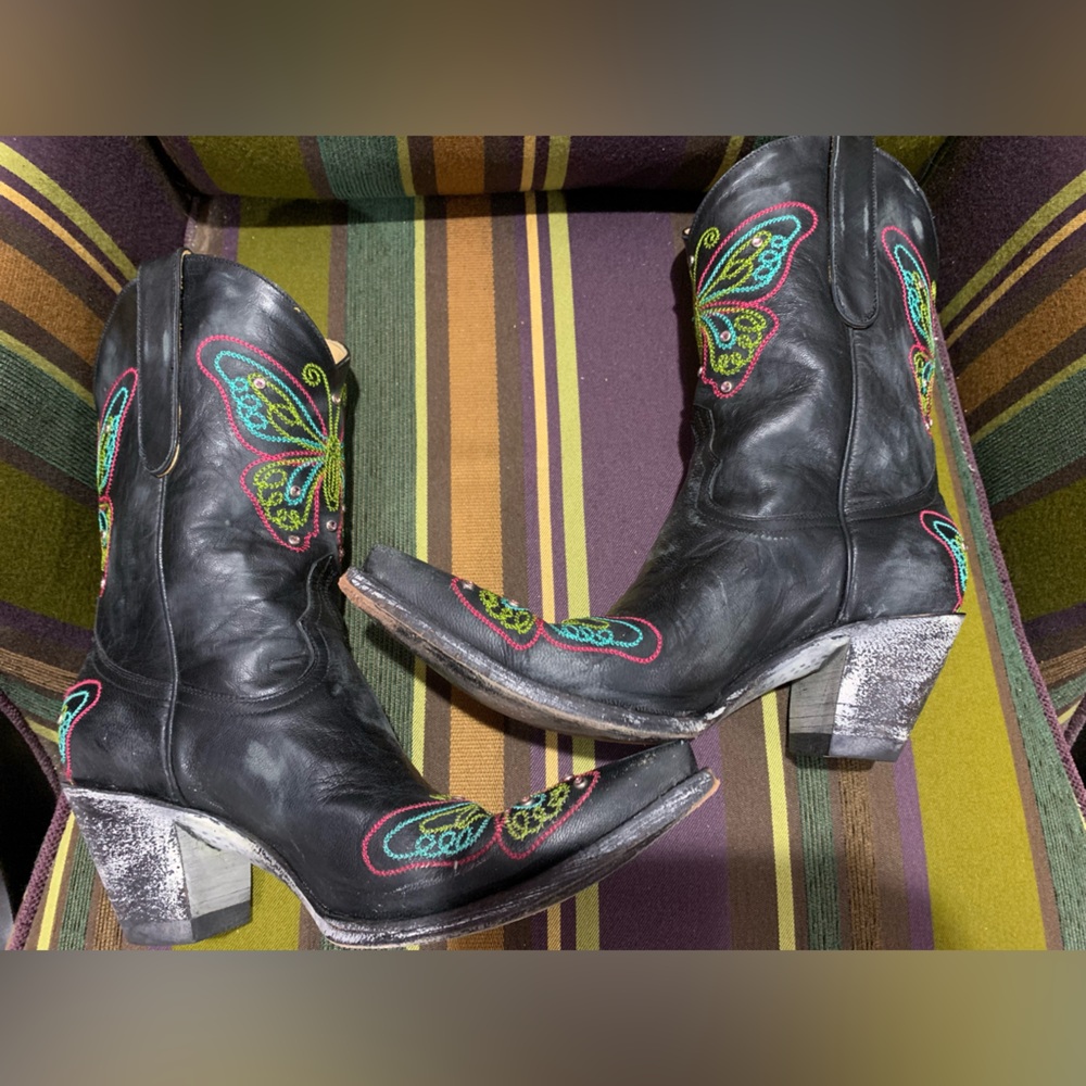 Old Gringo black butterfly leather boots women's 9.5 made in Mexico